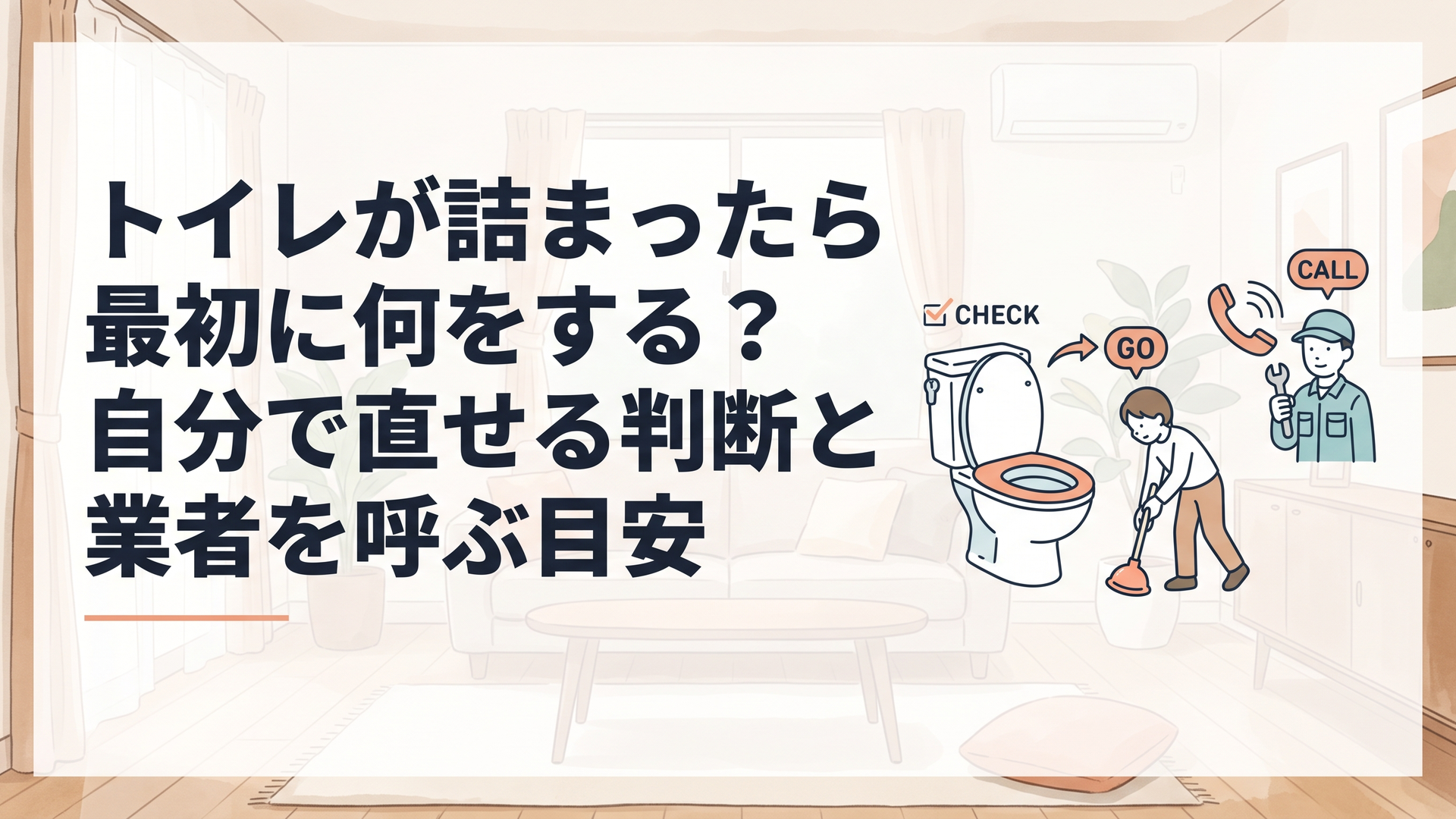 トイレが詰まったら最初に何をする？自分で直せる判断と業者を呼ぶ目安