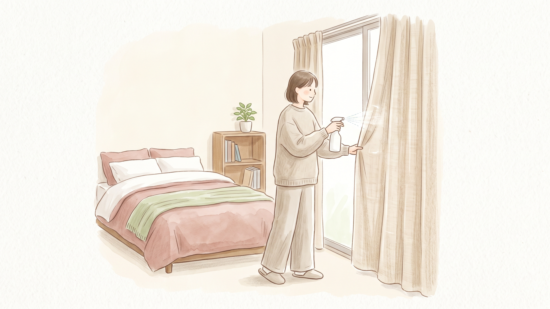 カーテンや寝具など布製品にニオイが染みついているイメージ
