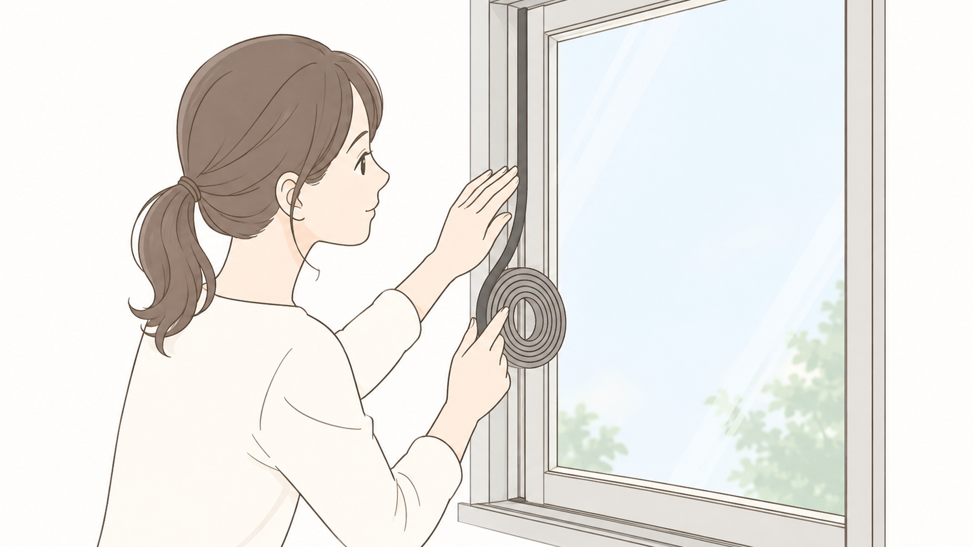 家の中へのカメムシ侵入を防ぐため窓まわりを確認するイメージ